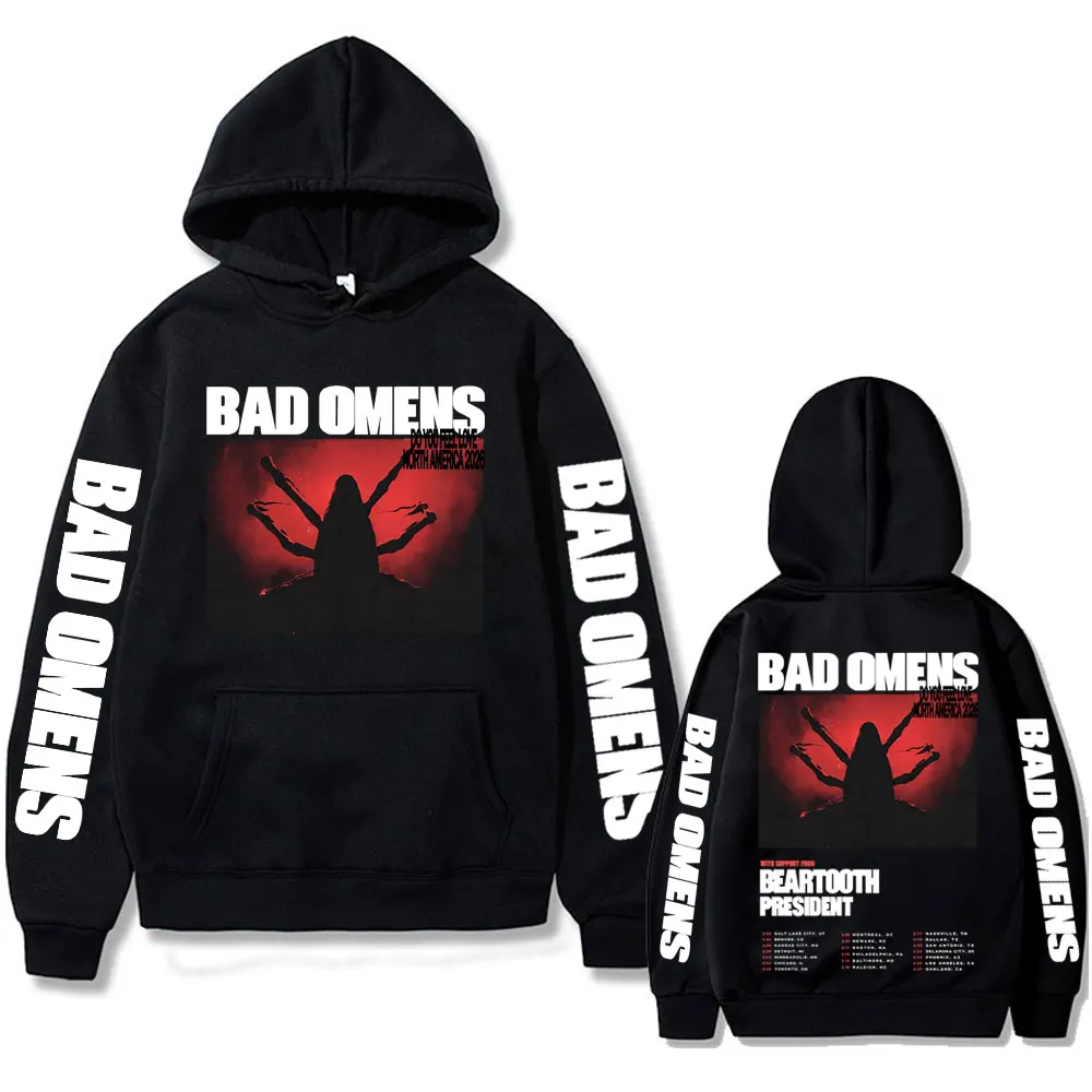 Rock Band Bad Omens Do You Feel Love Tour 2026 Hoodie Men Women Vintage Oversized Sweatshirt Male Hip Hop Gothic Punk Streetwear