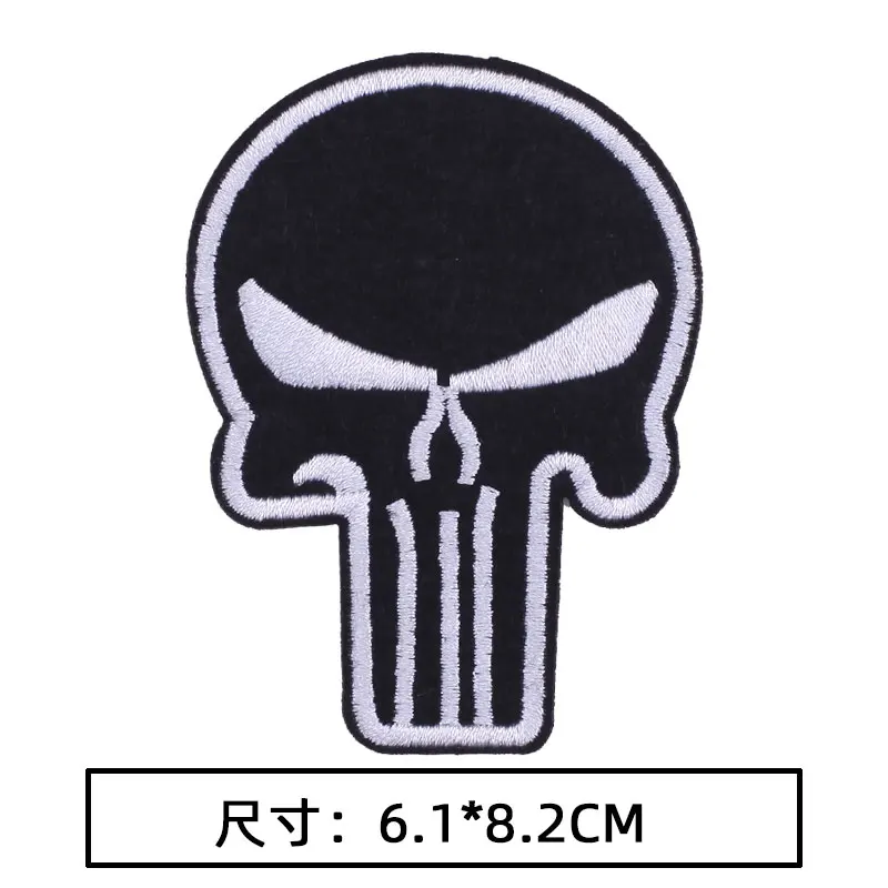 Iron on Punisher Military Skull Embroidered Patches for Clothing Thermoadhesive Patch Stickers on Hippie Clothes Applique Badges