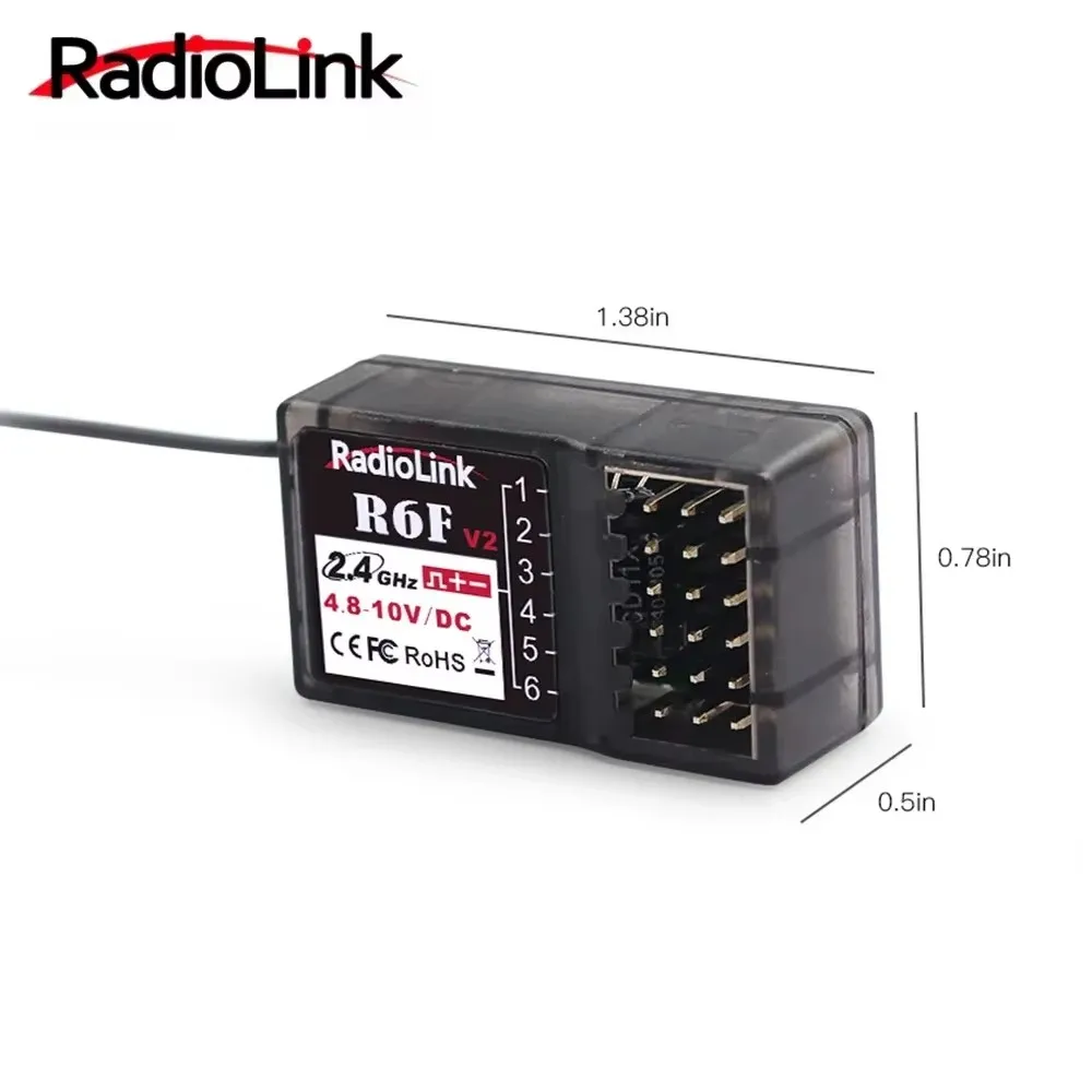 Radiolink R6F 수신기 RC 자동차 및 보트 용 6 채널 2.4GHz 라디오 송신기 리모컨 RC6GS V2/RC4GS V2/T8FB/T8S