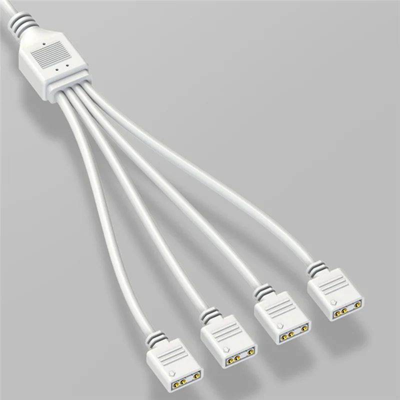 MQXGF 5V 3-Pin Extension Cable for Computer Motherboard 1 Point 4 Hub Cable Connection Extension ARGB Splitter, White