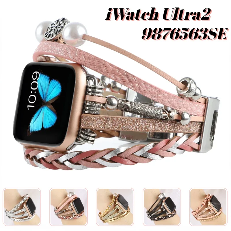 

Jewelry+Metal Strap for Apple Watch 10 9 8 7 46mm 45mm 41mm Ultra2 49mm Exquisite Wristband for iWatch 6 5 4 3 SE 44mm 42mm 40mm