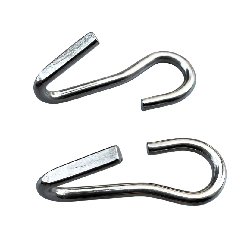 Q84C Equine Curb Chain Hardware, Two Silver Stainless Steel Horse Bit Hook with Direct Placement Design for Gear Assembly and