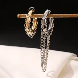 Women's Personality Exaggerated Long Earrings C Shape Chain Tassel Hanging Asymmetrical Piercing Earrings Y2k Hiphop Jewelry