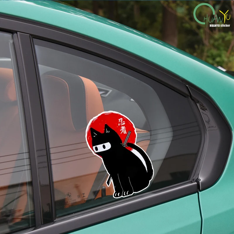 Reflective Cat  Japanese Car Sticker Cat Japan Red Sun Stickers Motorcycle Racing Decals  Vinyl For Truck  Vans Laptop