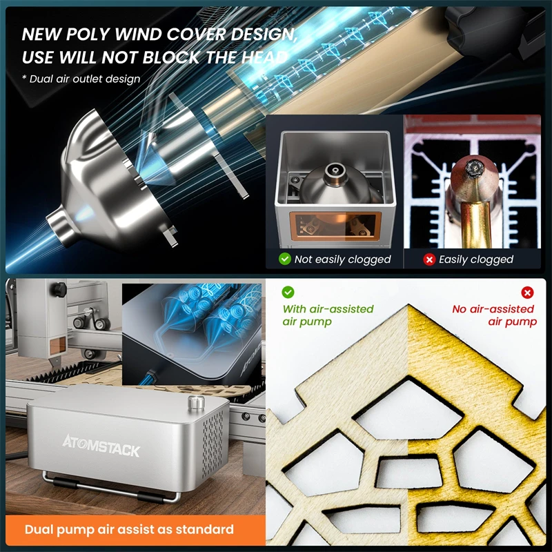 Grawer laserowy Atomstack X30 Pro 33W Wyjściowa maszyna do grawerowania laserowego CNC z asystentem powietrza do drewna, akrylu, metalu, ceramiki,
