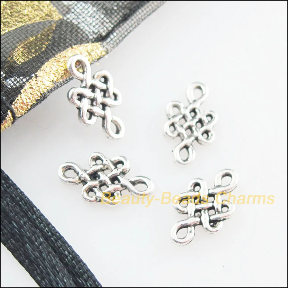 120 New Connectors Chinese Knote Tibetan Silver Color Charms 6x10.5mm
