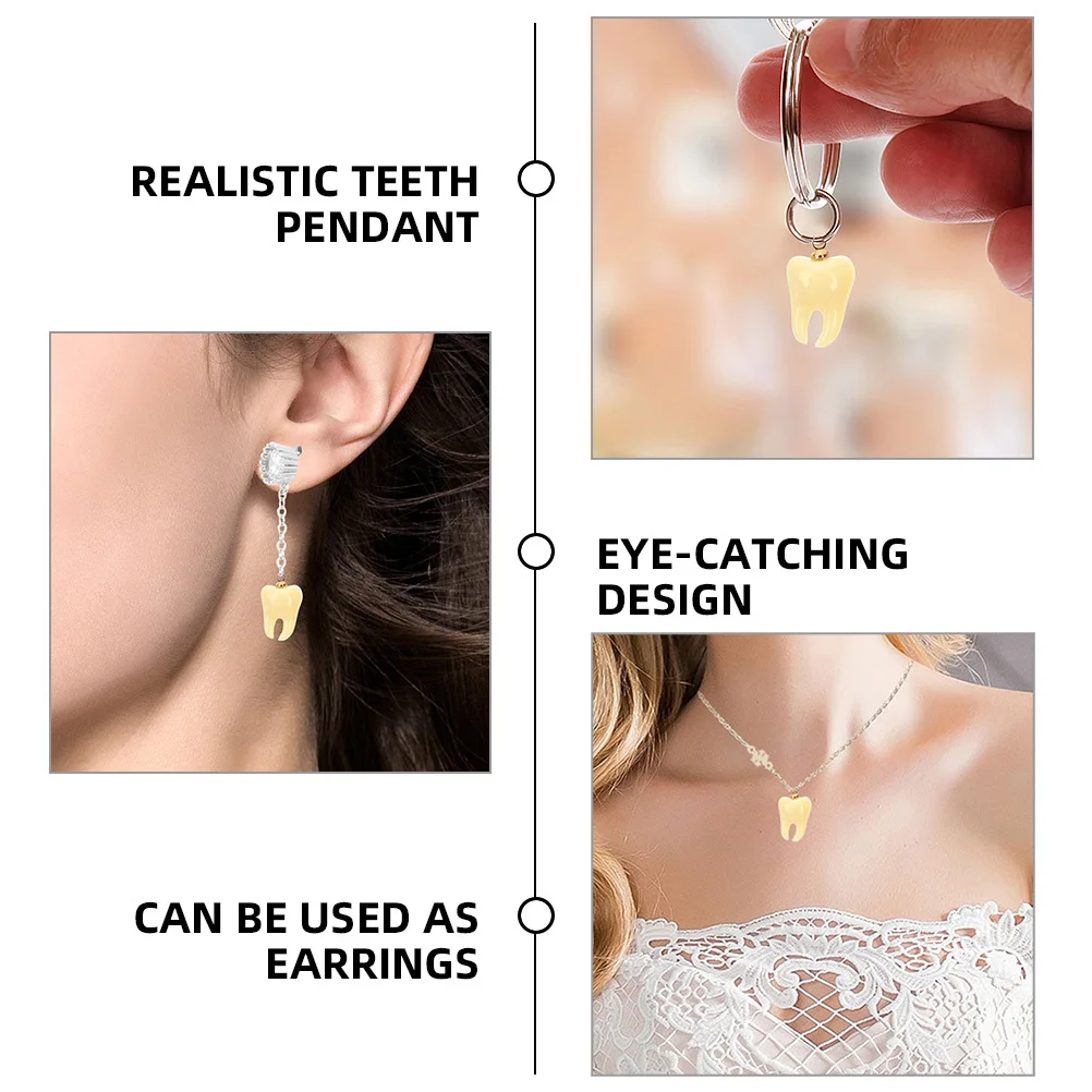 

6Pcs Resin Decorative Teeth Pendants Charms Small Teeth Jewelry Charms DIY Necklace Bracelet Making Accessories Keychain