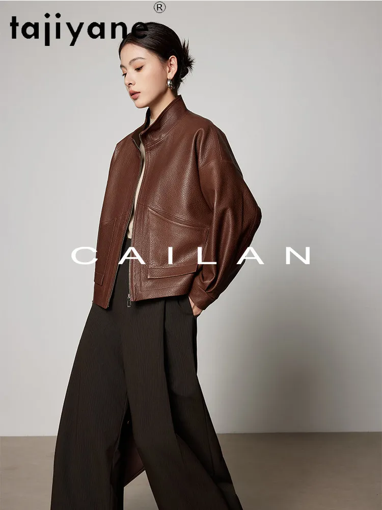 TAJIYANE 100% Sheepskin Leather Jacket Woman Lychee Patterned Genuine Leather Jackets Short Casual Coat 2026 Spring Clothes 가죽자켓