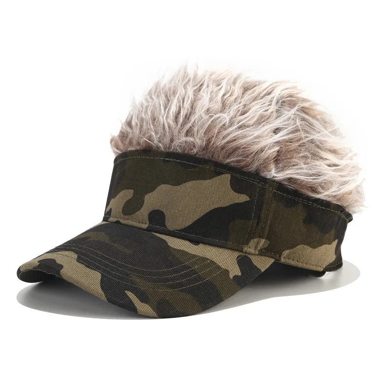 Camouflage Baseball Cap Spiked Hairs Perücke Unisex Gefälschte Perücken Hut Hip Hop Straße Outdoor Casual Visier Golf Sonnenhüte – Detail 9