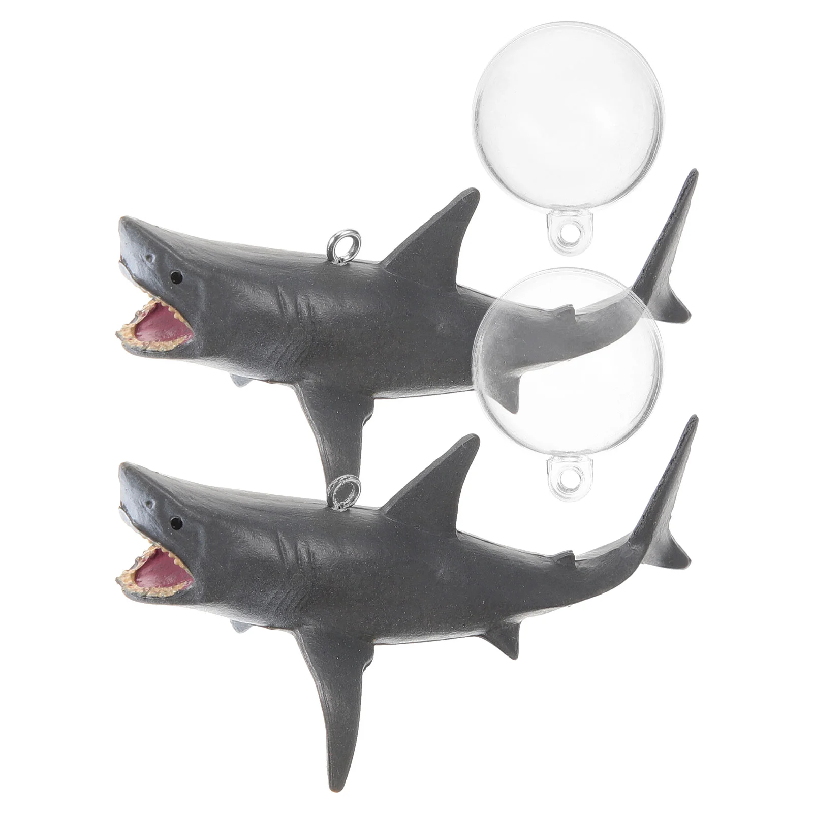 2 Sets Fish Tank Floating Shark Decorations PVC Marine Aquarium Layout Props Customizable Rope Length Easy Installation