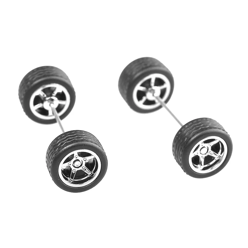 11mm 1/64 Alloy Car Wheels With Rubber Tires Model Modification Front Rear Tires For 1:64 Matchbox/Domeka/HW/Model Cars Off-road