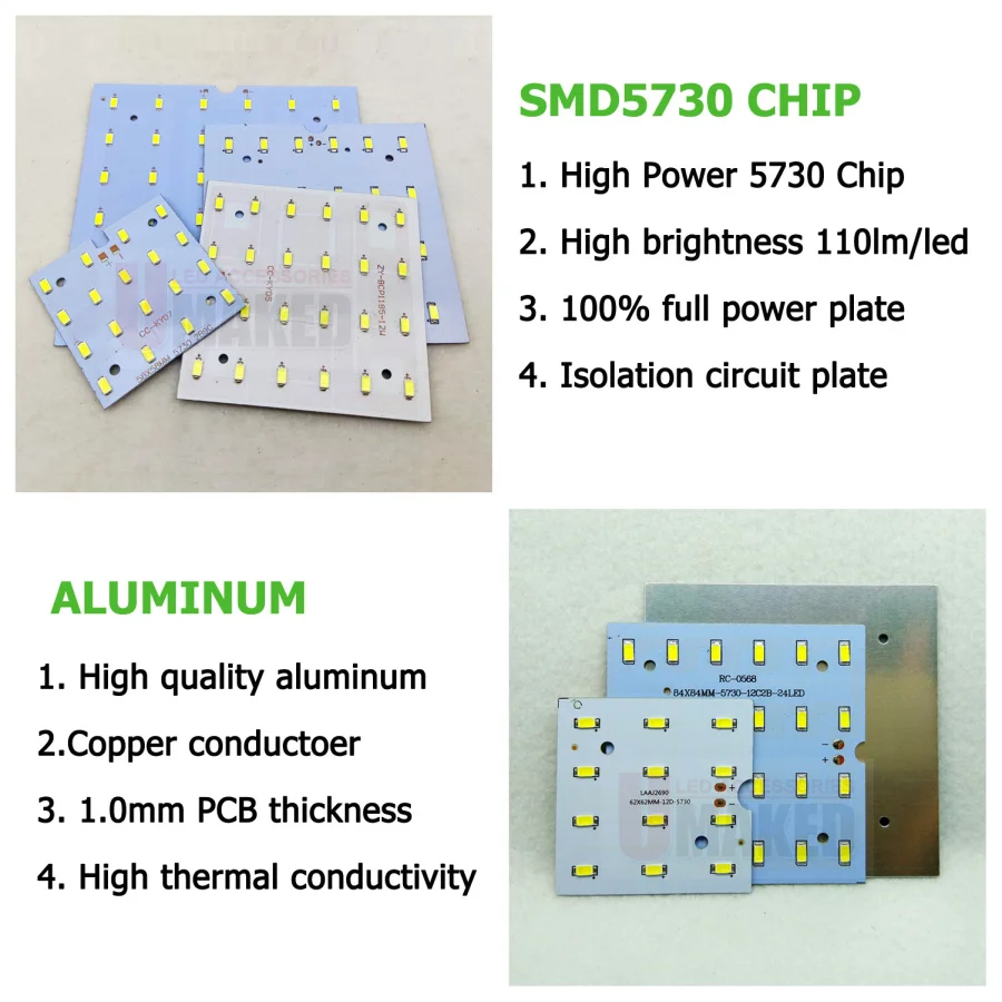 6W 12W 18W LED ball chip, led PCB with smd chip for led downlight, ceiling light, rectangle aluminum lamp source