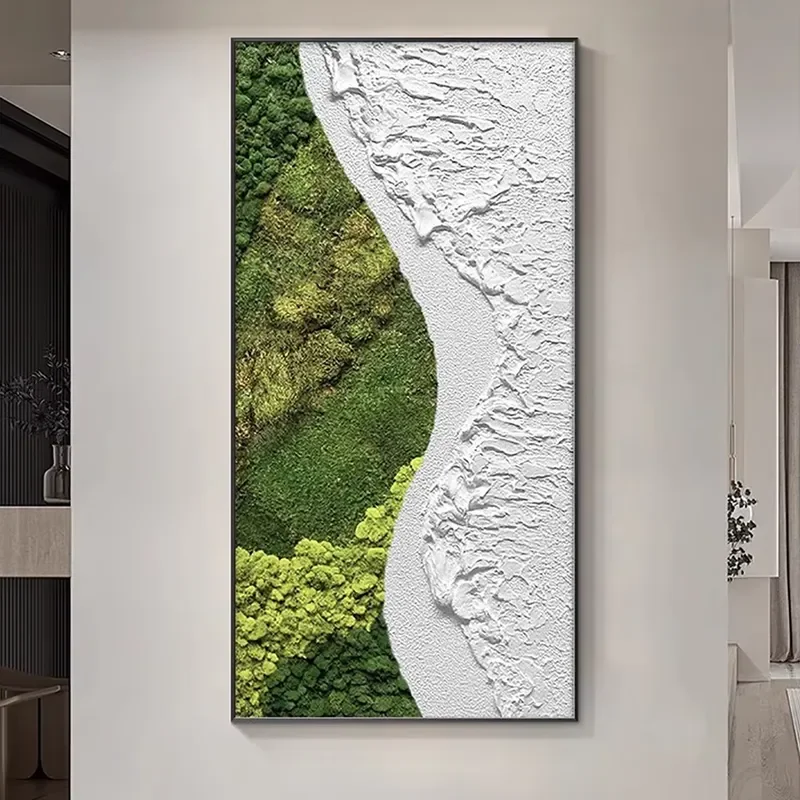 Handmade Texture Moss Decorative Picture Modern Preserved Reindeer Moss Wall Art Artificial Moss Grass
