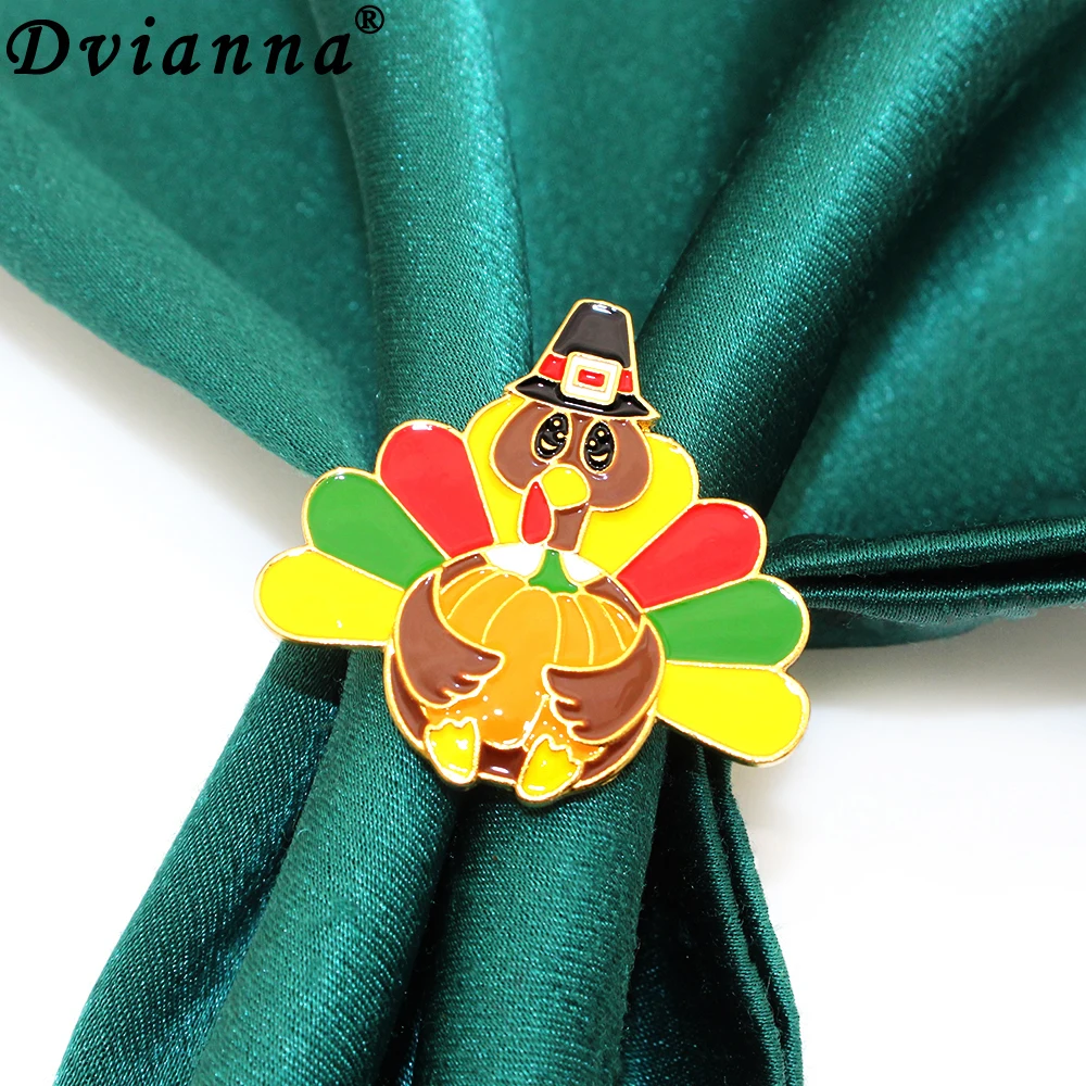 6Pcs Turkey Pumpkin Napkin Rings Thanksgiving Day Napkin Rings Holders for Fall Autumn Home Birthday Party Dinner Table Decor