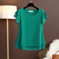 Fashion Brand Summer Oversized Loose and Thin Casual Blouse Top Short Sleeve Chiffon Top White Blouse Green Women’s Tops M-6XL - Image 5