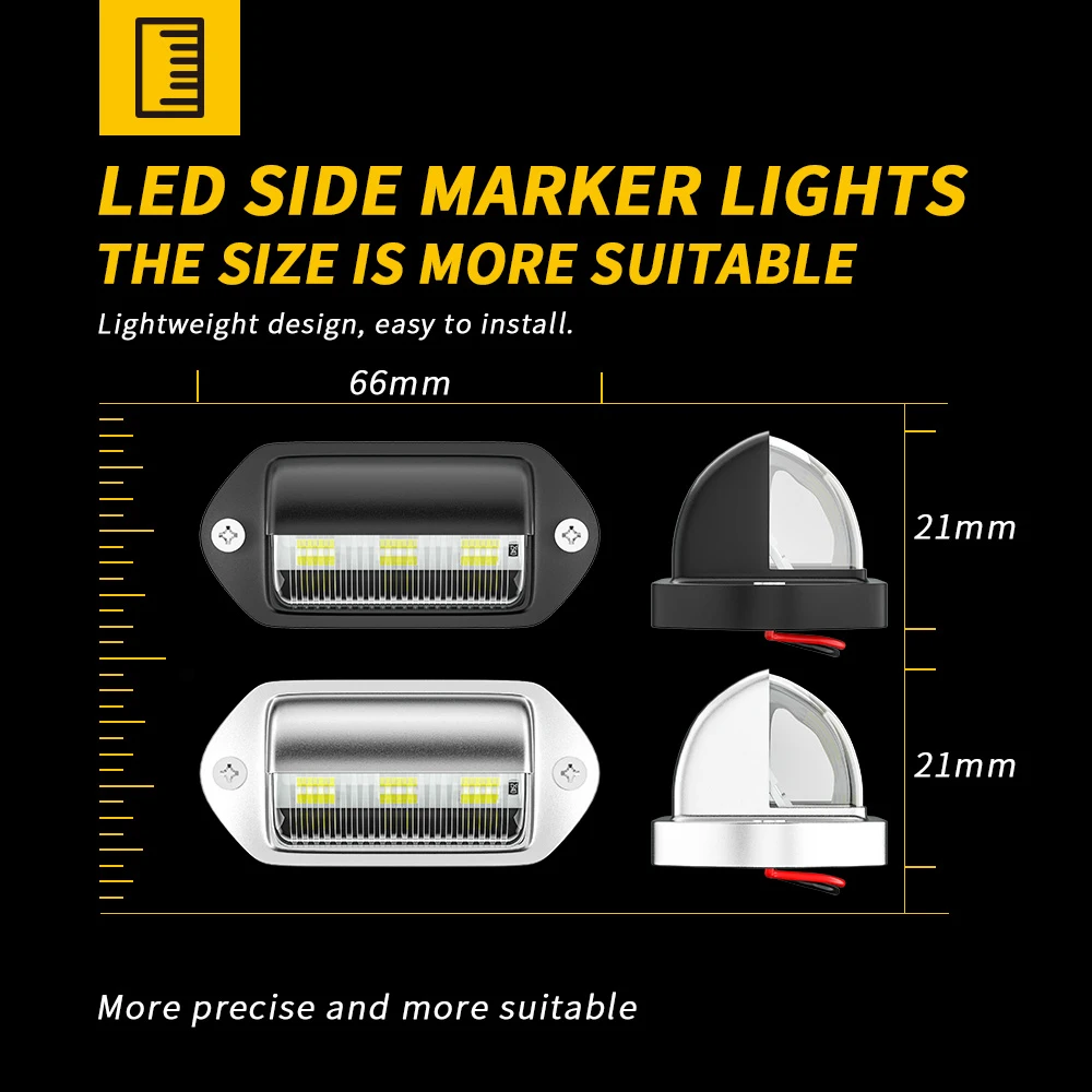 2pcs White LED License Plate Light 12V 24V DC Waterproof 6-SMD License Plate Lamp Taillight For Truck SUV Trailer Side Lights