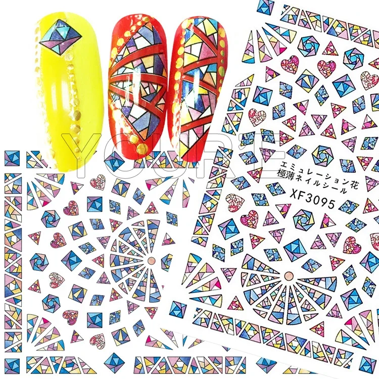 

Nail Art Decals Colorful Glass Sticker for Nail Self-adhesive DIY Sticker Decals Manicure for Nail Art Sticker Design Decoration
