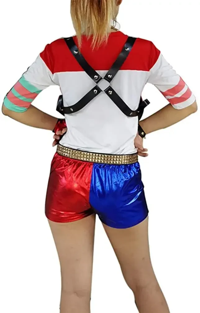 2025 할로윈 셀프모어드 코스프레 의상 할리 스쿼드 몬스터 셔츠 퀸 재킷 바지 팔찌 벨트 장갑 할로윈