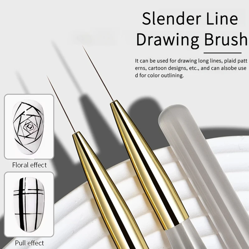 1/2 pçs escova de forro da arte do prego ultra fino listra francesa linha do prego escova fina longa linha desenho ferramenta para diy casa salão de beleza suprimentos