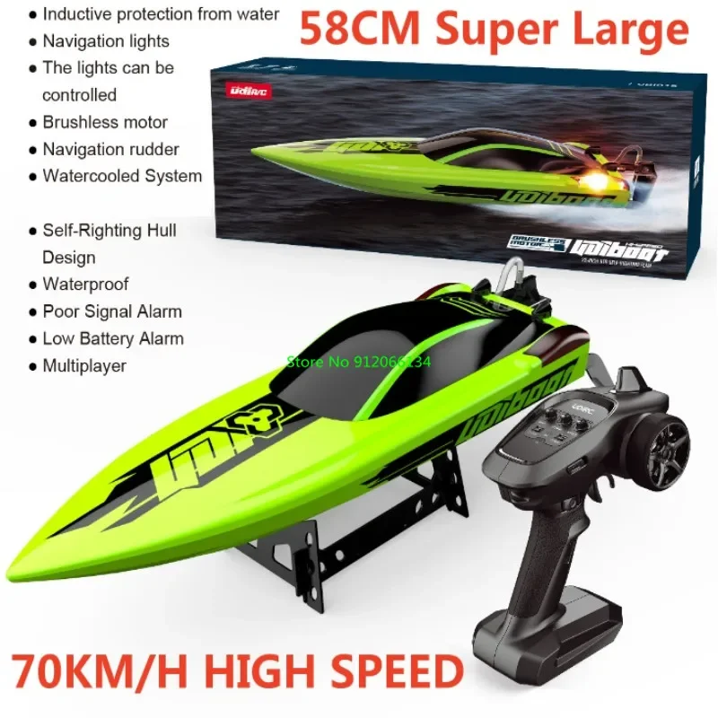 

70 км/ч, высокоскоростная водонепроницаемая радиоуправляемая гоночная лодка, корабль, 58 см, светодиодные навигационные огни, сброс размера, умная сигнализация, скоростной катер с дистанционным управлением