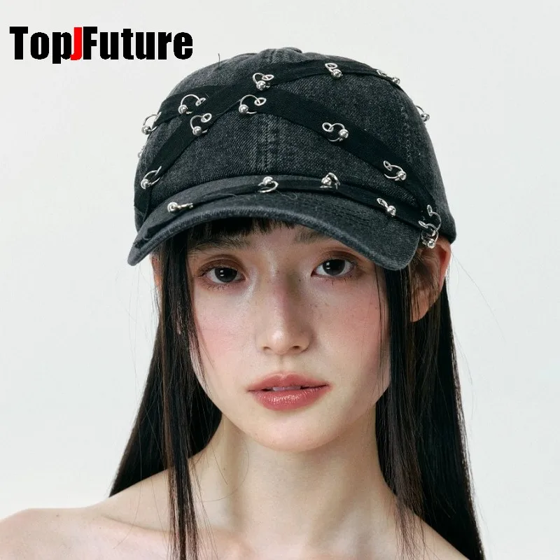

Y2k Girls Punk Harajuku Gothic coo ldark cowboy ring Women's Summer Hip Pop Cap Beret Hat Accessories Caps baseball Cap Sun Hat