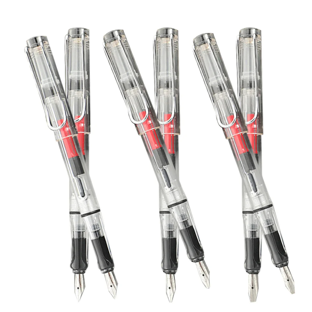 

6pcs Clear Fountain Transparent Writing Tool For Calligraphy Artists Smooth Writing Portable Sign Pen Reusable Ink Pen For