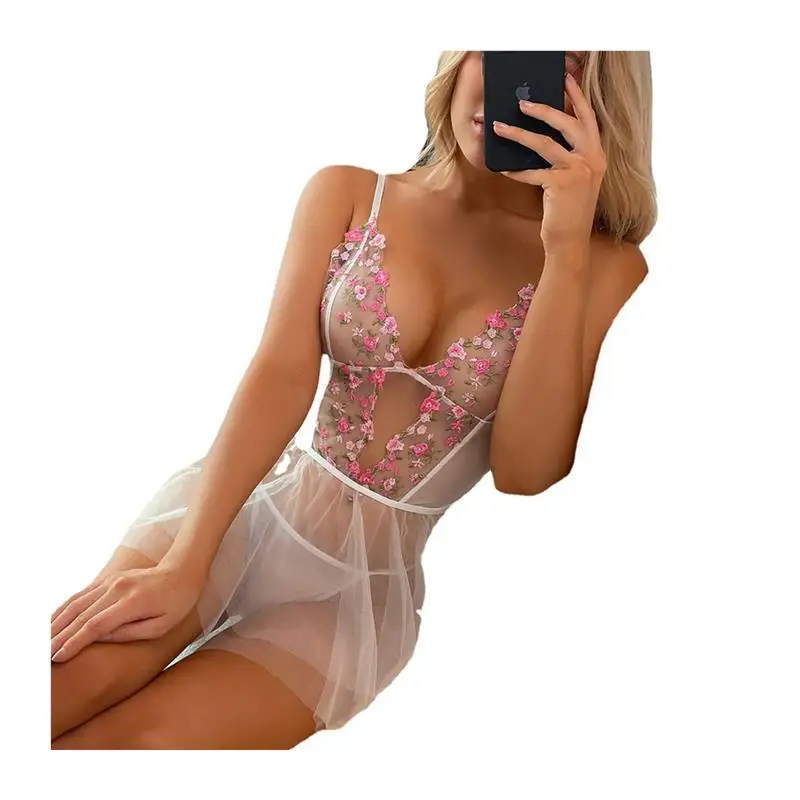 ملابس داخلية نسائية مثيرة من الشاش Susp Nightdr ملابس داخلية مضحكة للغاية بطول V-Ne ملابس مريحة للمنزل لجميع المواسم