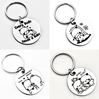 Bubu Dudu Love Bear Design Stainless Steel Keychain, Perfect Gift for Couples, Fashionable, Elegant and Cute Pendant Accessories