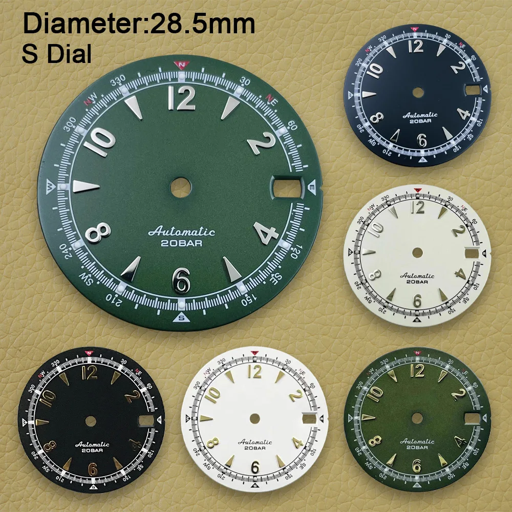 High Quality 28.5mm S Logo watch Dial Fit NH35 NH36 movement green luminous watch accessories repair tool