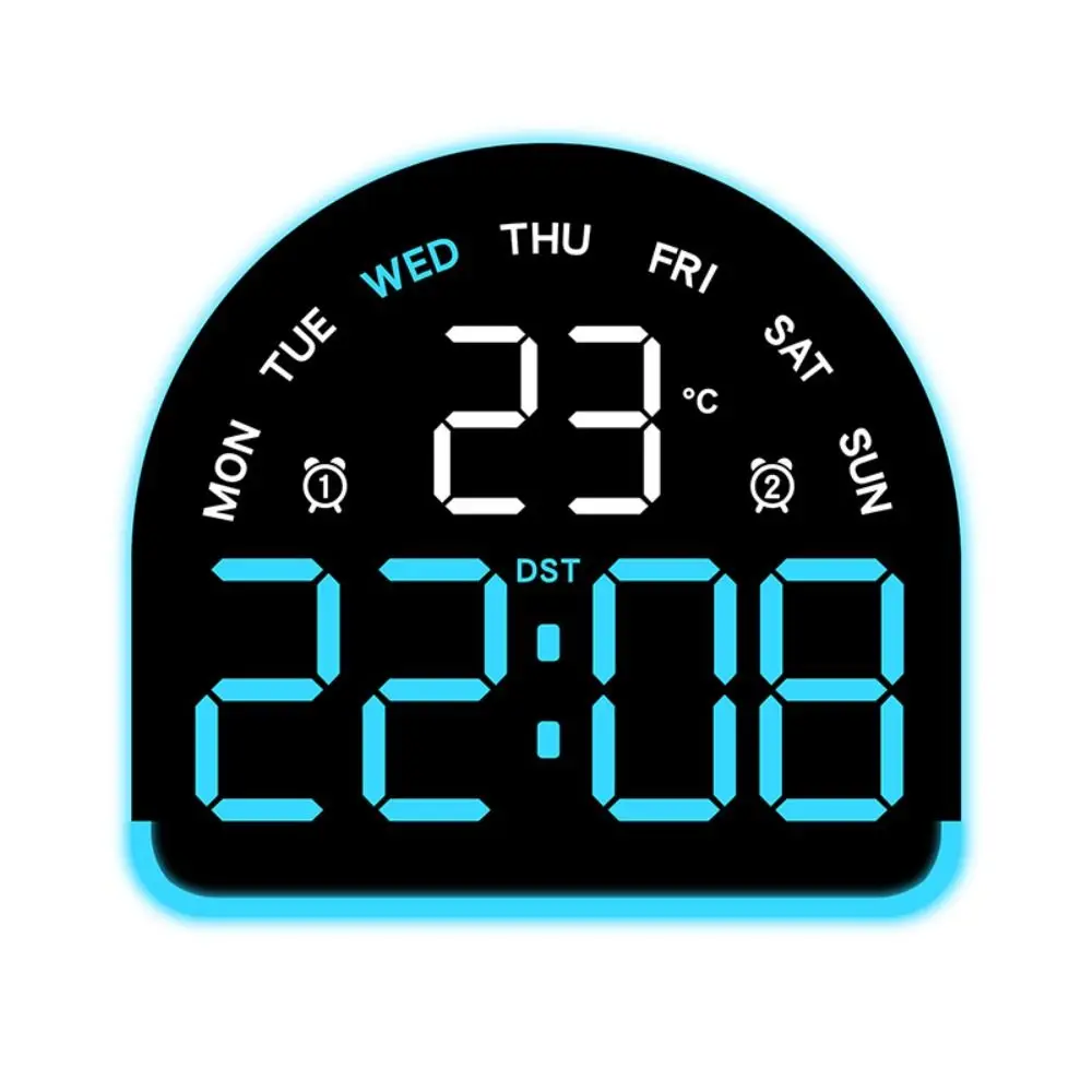 Wall-mounted Electronic Wall Clock Temperature Date Digital LED Clocks 12/24H Multi-functional Alarm Clocks for Bedroom