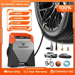 ETENWOLF ZEPHYR S5C Portable Tire Inflator Heavy-Duty Car compressor 160PSI &15600mAh for Pickups Car Tires Motorcycles