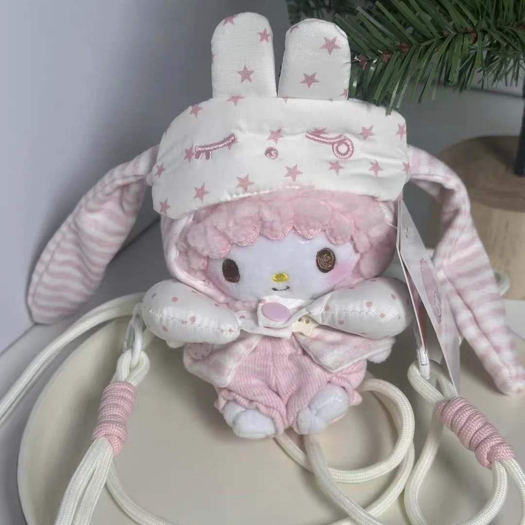 Sanrio My Melody Pajama Styling Long Ears Star Eye Mask Plush Keychain Backpack Decoration Car Key Pendant Collectible Gift