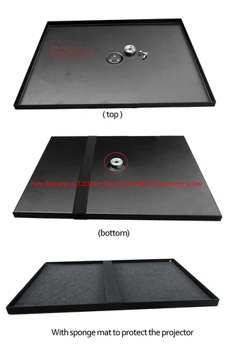 Imagen 2 del producto Bandeja de proyector de metal T3-B, bandeja de altavoz de 39x29cm con tornillo de 1/4 pulgadas, tornillo 3/8, piezas de accesorios DIY, placa rectangular