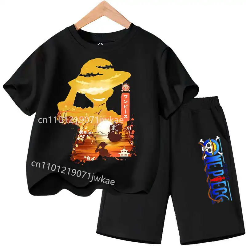 

Детский костюм One Piece, спортивный костюм Чоппер Луффи, детский летний комплект одежды с короткими рукавами, комплект одежды с короткими рукавами в стиле аниме для мальчиков и девочек, футболка и шорты, 2 шт.