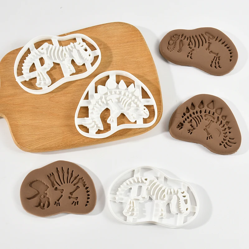 

1pc Plastic Dinosaur Fossil Cookie Cutters Mold Dinosaur Biscuit Embossing Mould Dessert Baking Mold Fondant Cake Decoration