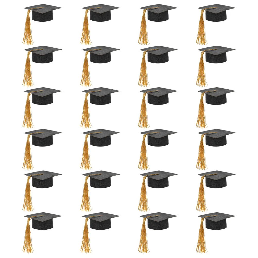 

24 Pcs Graduation Cup Decoration Adult Cap Decorative Goblet Cover Decors Bottle Graduaiton Covers Cotton Decorations Caps