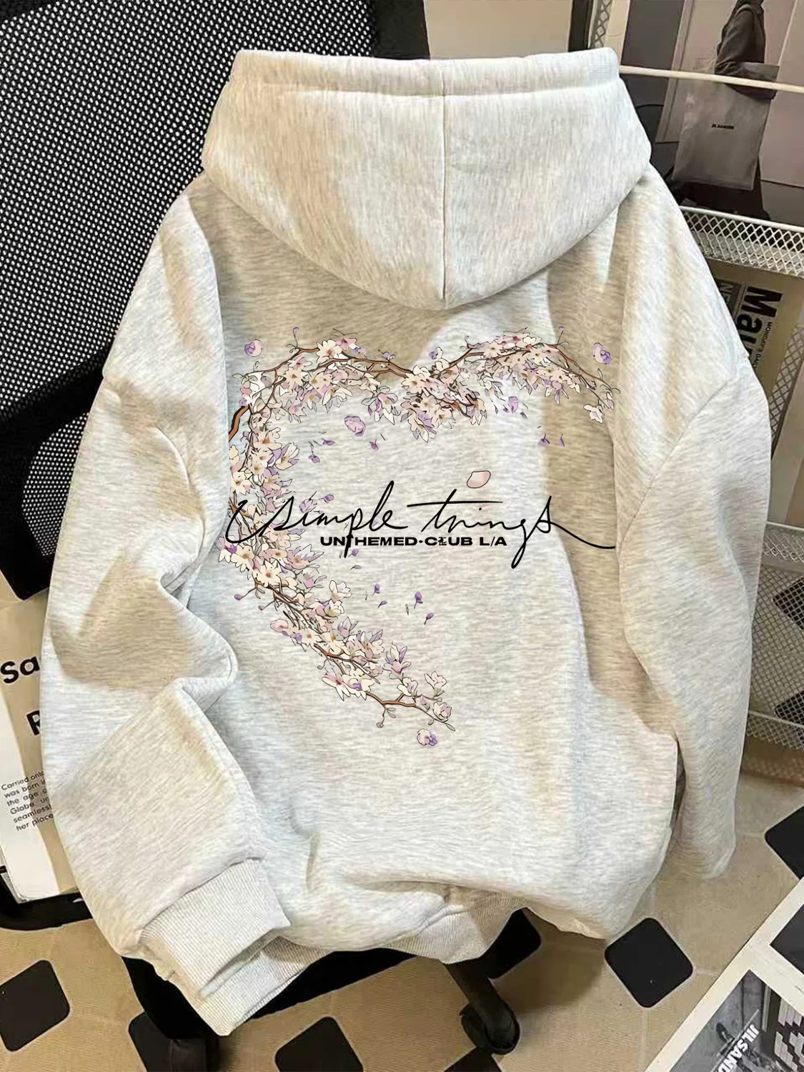 

Американская толстовка с цветочным принтом, женская свободная куртка с длинными рукавами, осенне-зимняя куртка на флисовой подкладке, парные комплекты для девочек-подростков