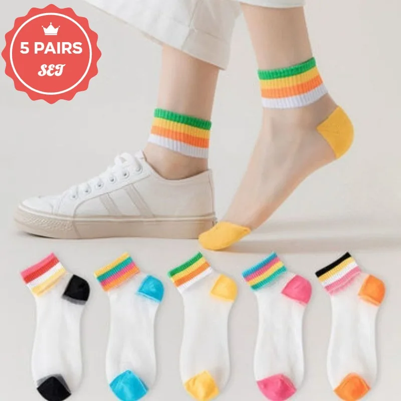 

5 Pairs Women's Ankle Socks - Anti Slip and Breathable Low Cut Socks for Woman, Fashion Short Socks Set for Ladies Daily Wear