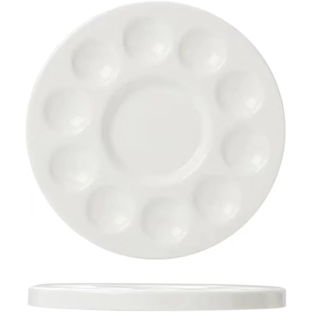 

11 Wells Round Porcelain Porcelain Watercolor Palette Paint Tray Palettes Ceramic Watercolor Pallets Paint Holder Painting Palette for Kids or Students to Paints on School Project or Art Class