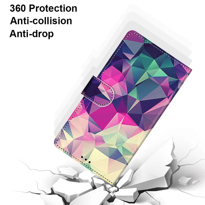 Pop Luxury Animal Painted Flower Leather Case Etui For Huawei P20 P30 Lite Pro P8 P9 Lite 2017 Cover Flip Protect Mobile Phone C