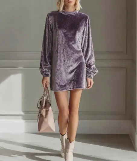 

Women's Fashion Elegant Light Luxury Solid Color Round Neck High end Women's Dress 2026 Summer New Women's Dress