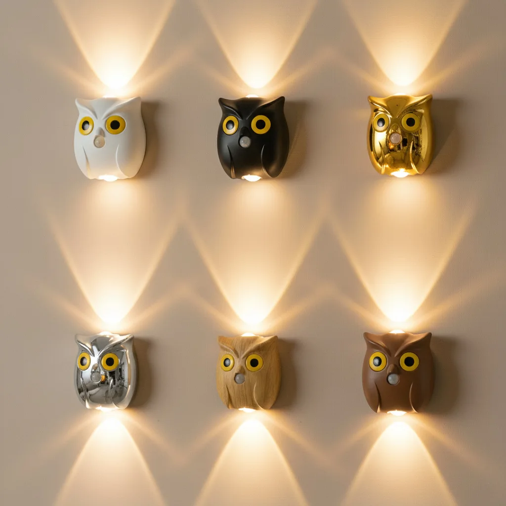 Modern LED Creative Owl Wall Lamp, Night Light, Human Body Induction, No Wiring, Magnetic Suction Base, Adjustable Brightness