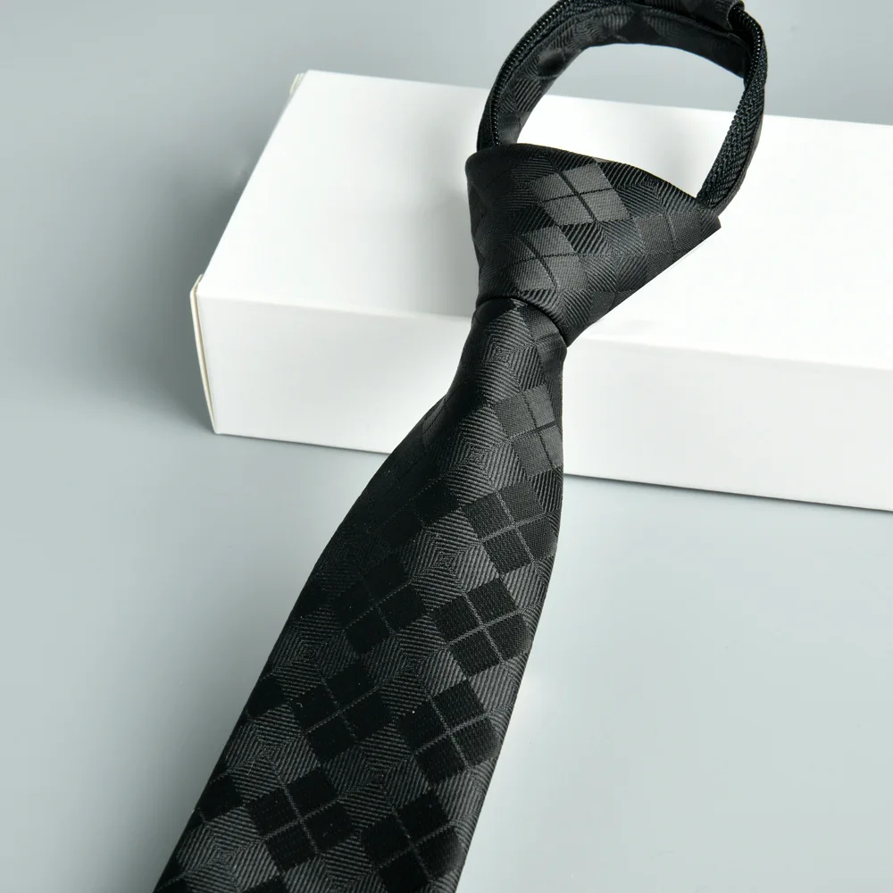 1200 needles black tie Square Zipper Ties Retro Silky Narrow Neck Tie Slim Korean Style Simple Elegant All-match Ties