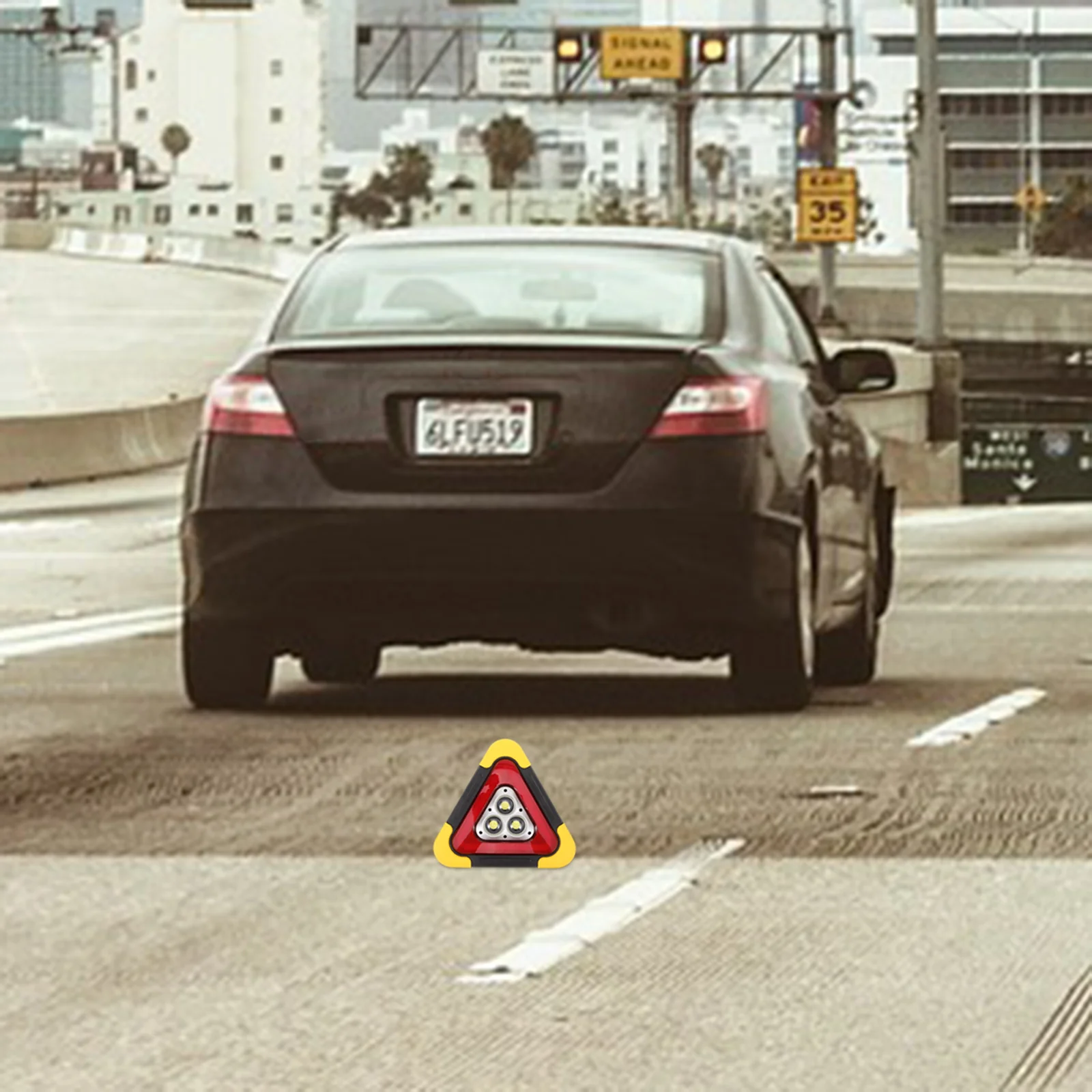 Car Triangle Warning Sign Solar-Powered Roadside Emergency Light Safety Triangle Three Bright Solar Lights Vehicle Breakdown