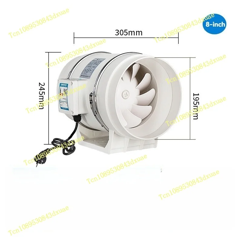 8/10 Inch Exhaust Fan 220V Silent Grow Duct Bathroom Garage Window Airflow Boost Air Ventilator Pipe Ventilation Extractor