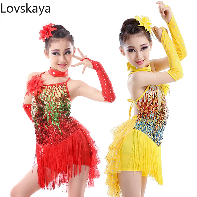 new tassel skirt piece Latin stage Girl Latin skirt children's competition performance dress spring and summer