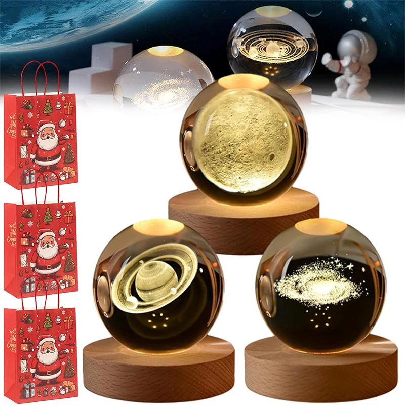 

Unique 3D Crystal Ball Lamp with Galaxy and Planetary Projections USB Night Light for Cozy Atmosphere plasma ball