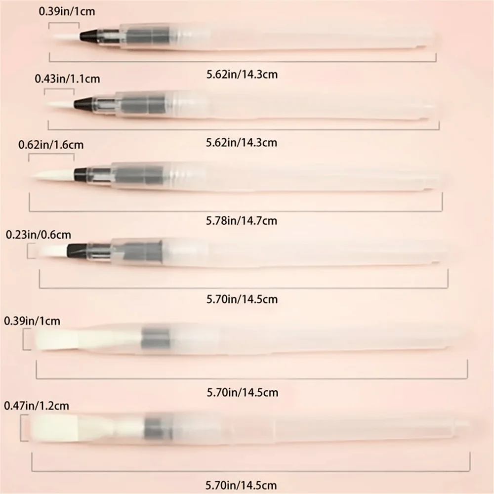 3/6pcs Watercolor Brush Pen Set - Easy Refill, Ideal For Beginners & Artists Watercolor Brushes
