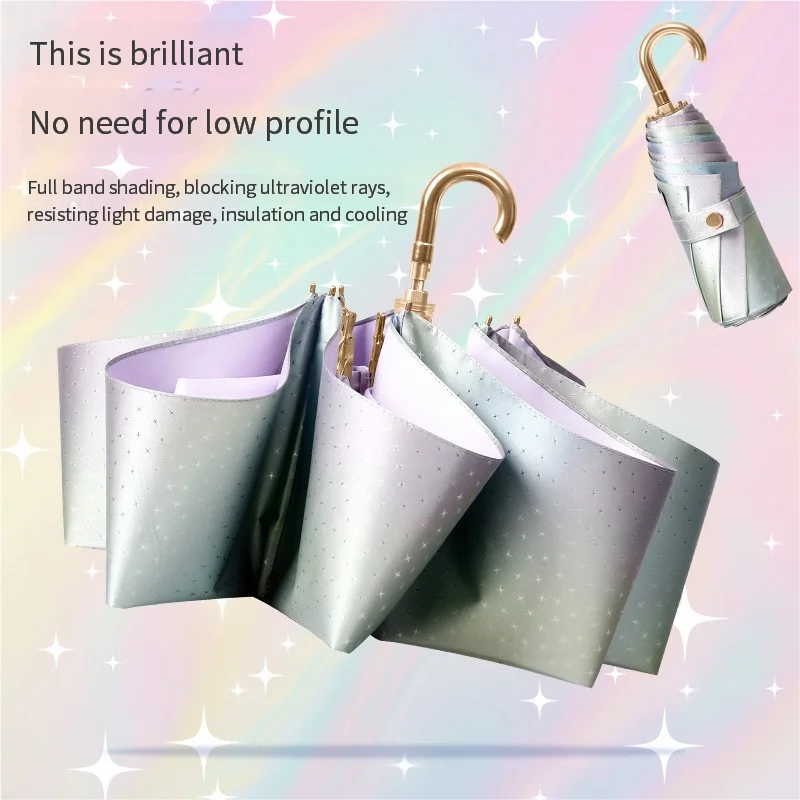 

Fantasy Star Gold Hook 50% off sun protection portable rain dual-purpose umbrella business gift advertising manufac
