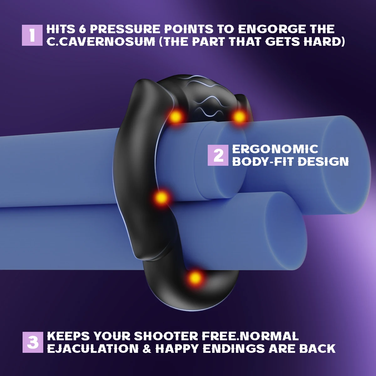 Silicone Penis Ring Cock Ring for Men Chastity Cage Ejaculation Delay Adult Supplies Male Masturbation Sex Shop Sex Toy for Men - view 4
